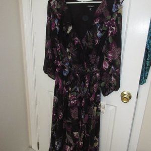 Dressbarn black and purple flowered dress brand new size 16W